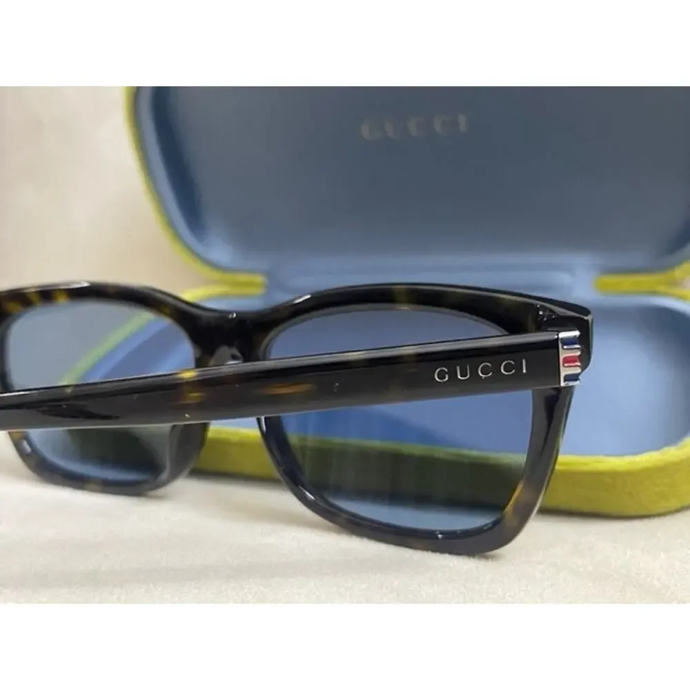 GUCCI GG 0449S 003 HAVANA AUTHENTIC SUNGLASS Blue Lense Tortoise 56MM NEW $500+